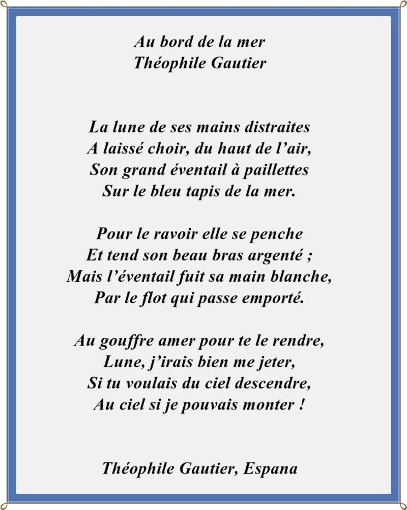 Au Bord De La Mer Théophile Gautier Au bord de la mer -Théophile Gautier- "